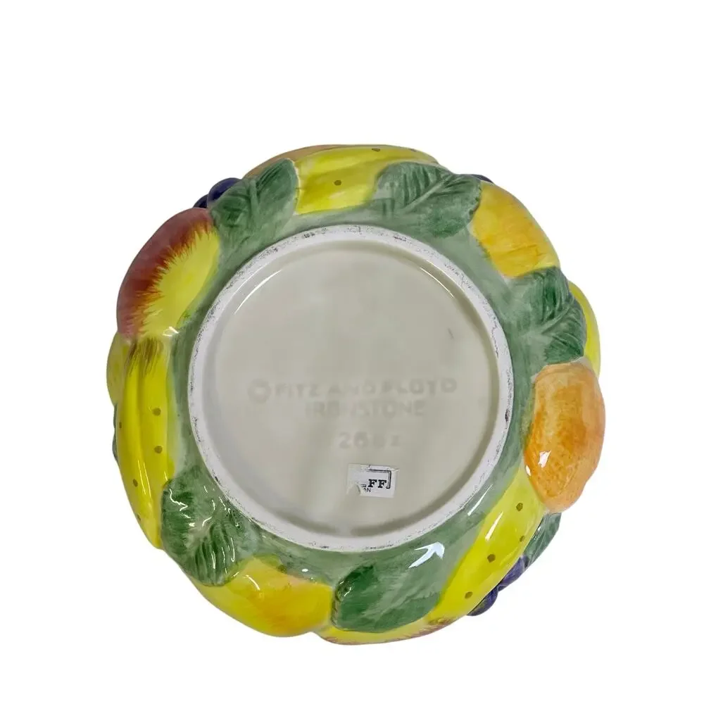Fitz and Floyd 1989 Japan Majolica 'Calypso' Hand Painted Fruit Bowl-Excellent